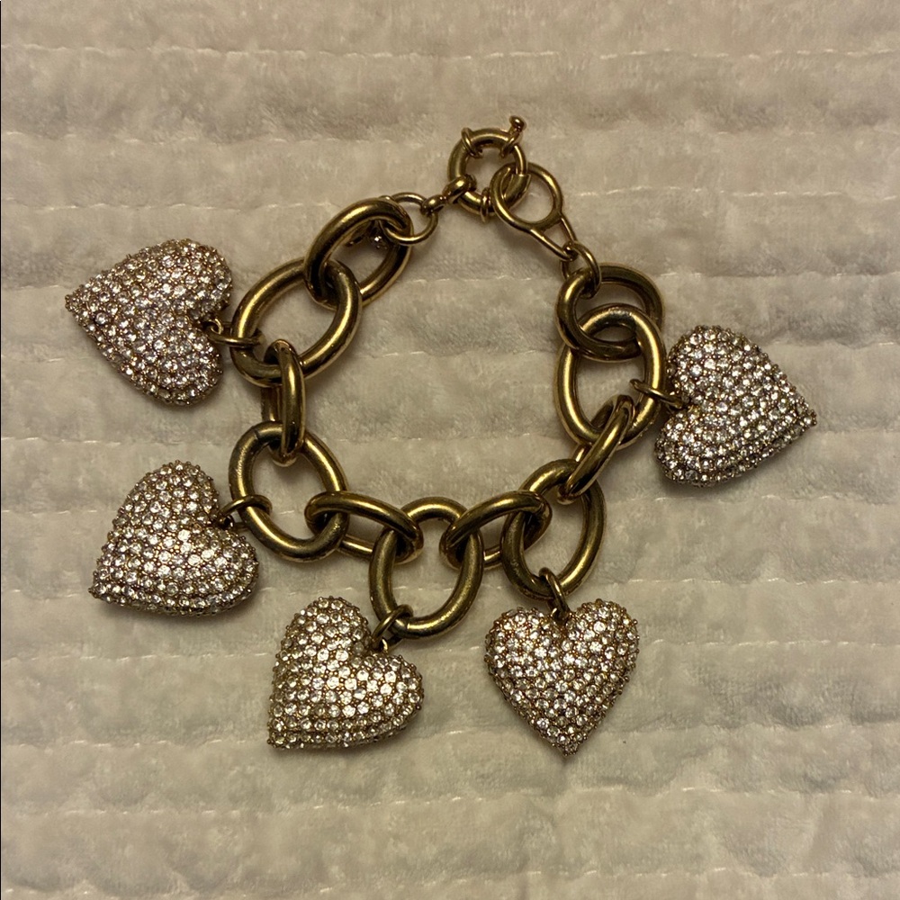 J. Crew Gold Heart Charm Bracelet